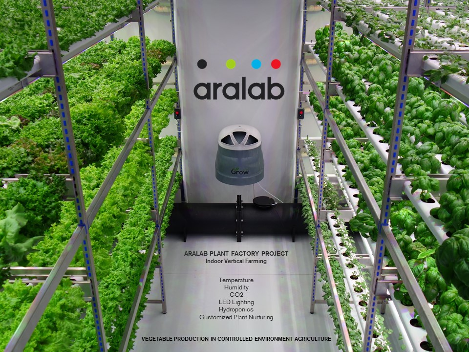 Aralab Controlled Environment Room for hydroponic vegetable production under LED light